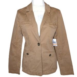 Kensie Jeans Tan Canvas One Button Jacket Small